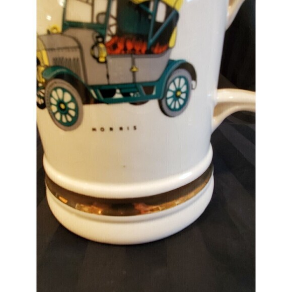 PRINCE WILLIAM WARE VINTAGE BEER STEIN ANTIQUE MORRIS AUTO 22K GOLD ENGLAND - Picture 4 of 12